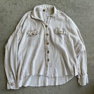 FP One free people waffle knit scout jacket button down
